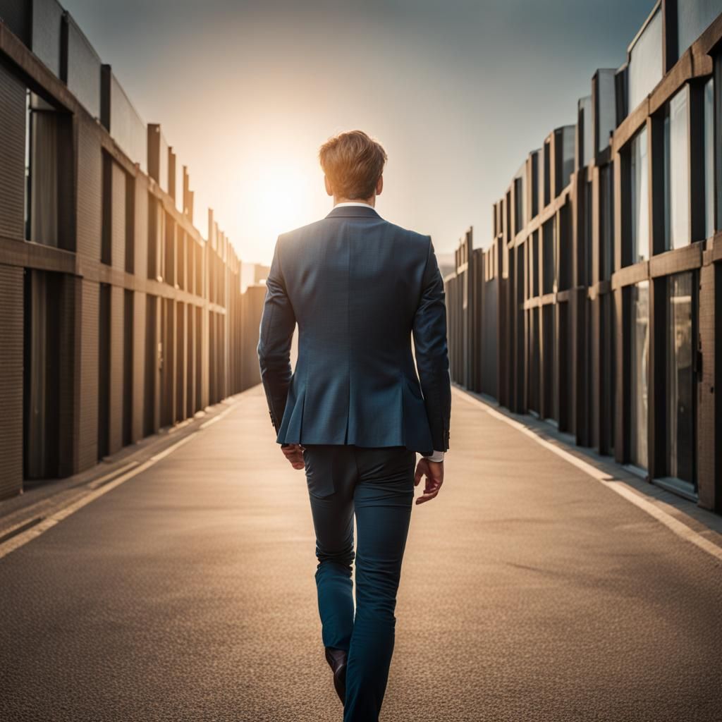 Man Walking Away: Hopeful Future Concept