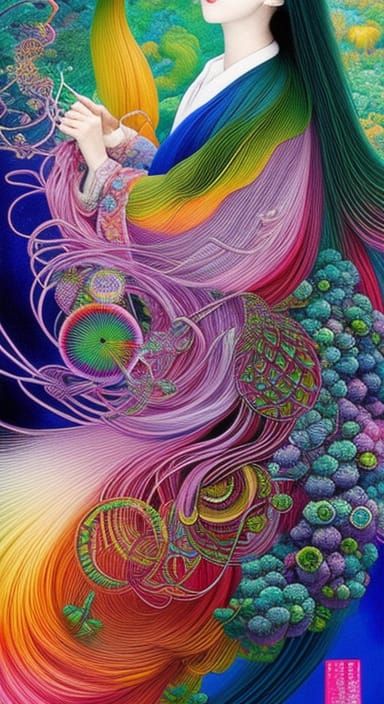 Rainbow-Human Hybrid in Vines, Fashion Magazine Art