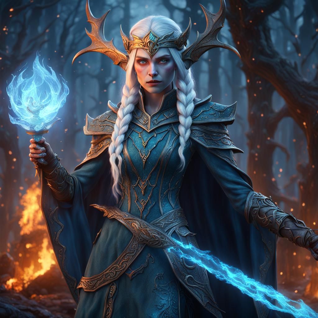Elven Witch of Frost and Fire