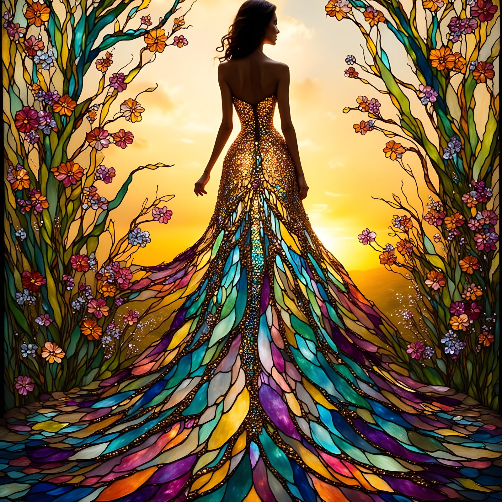 Stained Glass Fashion in Intricate Formal Style