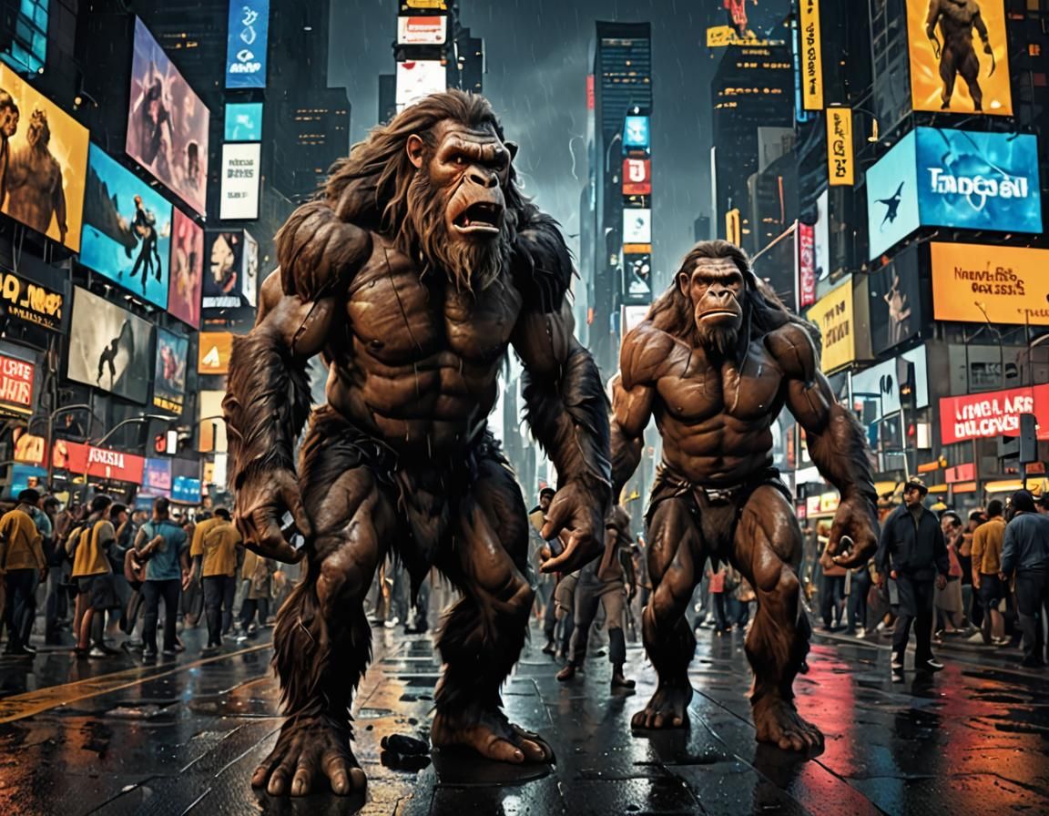 Neanderthals Appear in Times Square: Digital Matte Painting