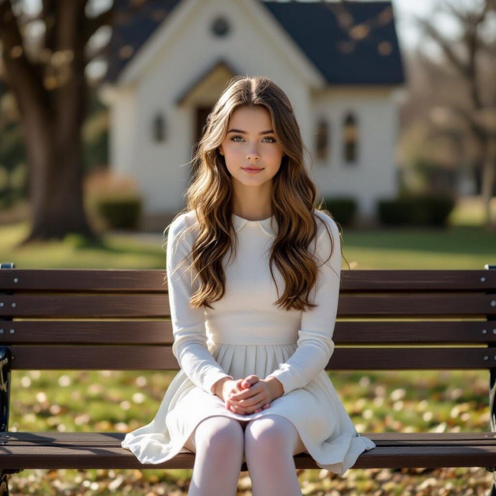 Sweet Young Woman on Chapel Park Bench