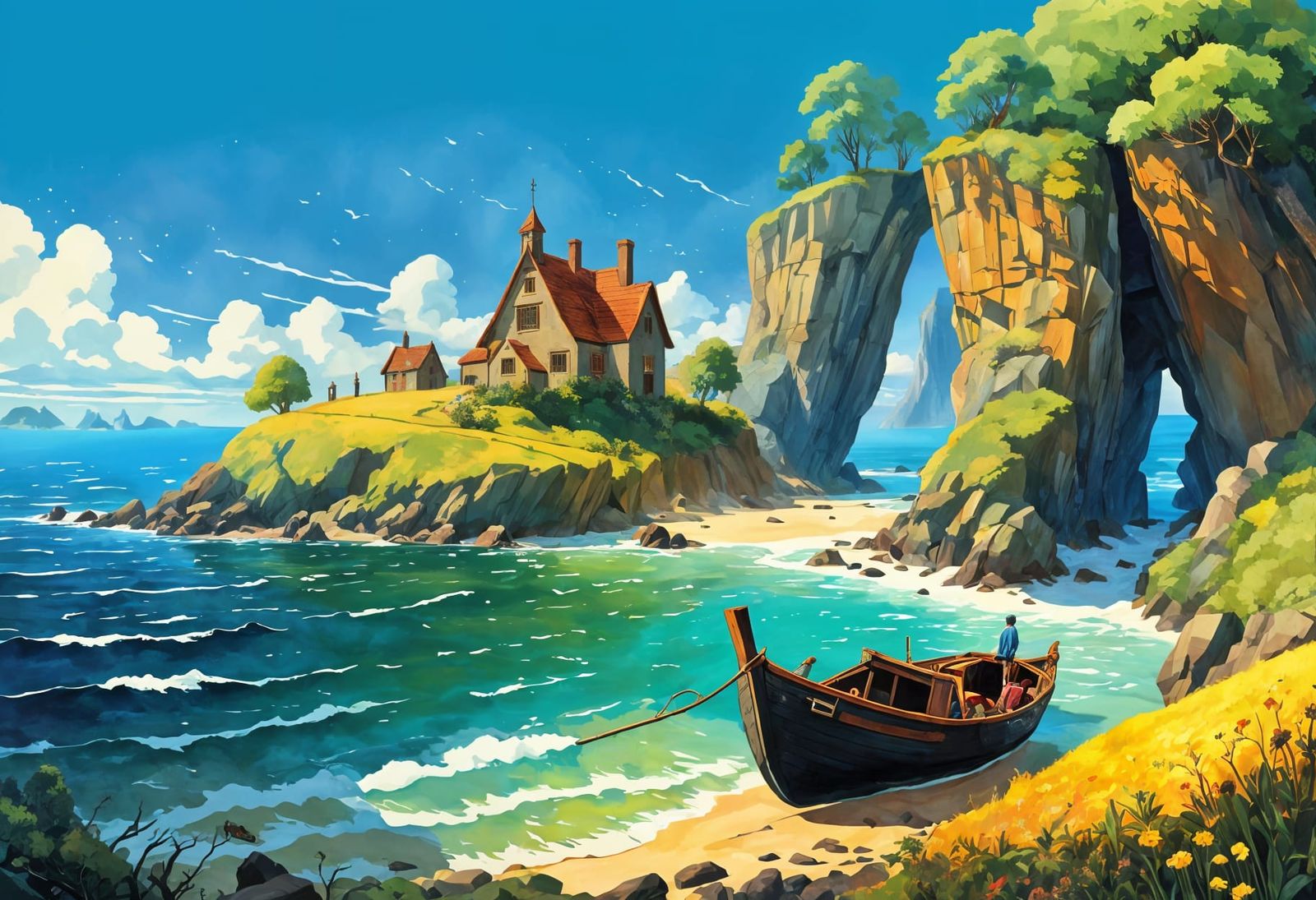 Fairytale Sci-Fi Fantasy Landscape in Whimsical Style