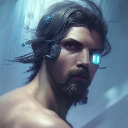Cyberpunk Greek Revolution Leader Portrait
