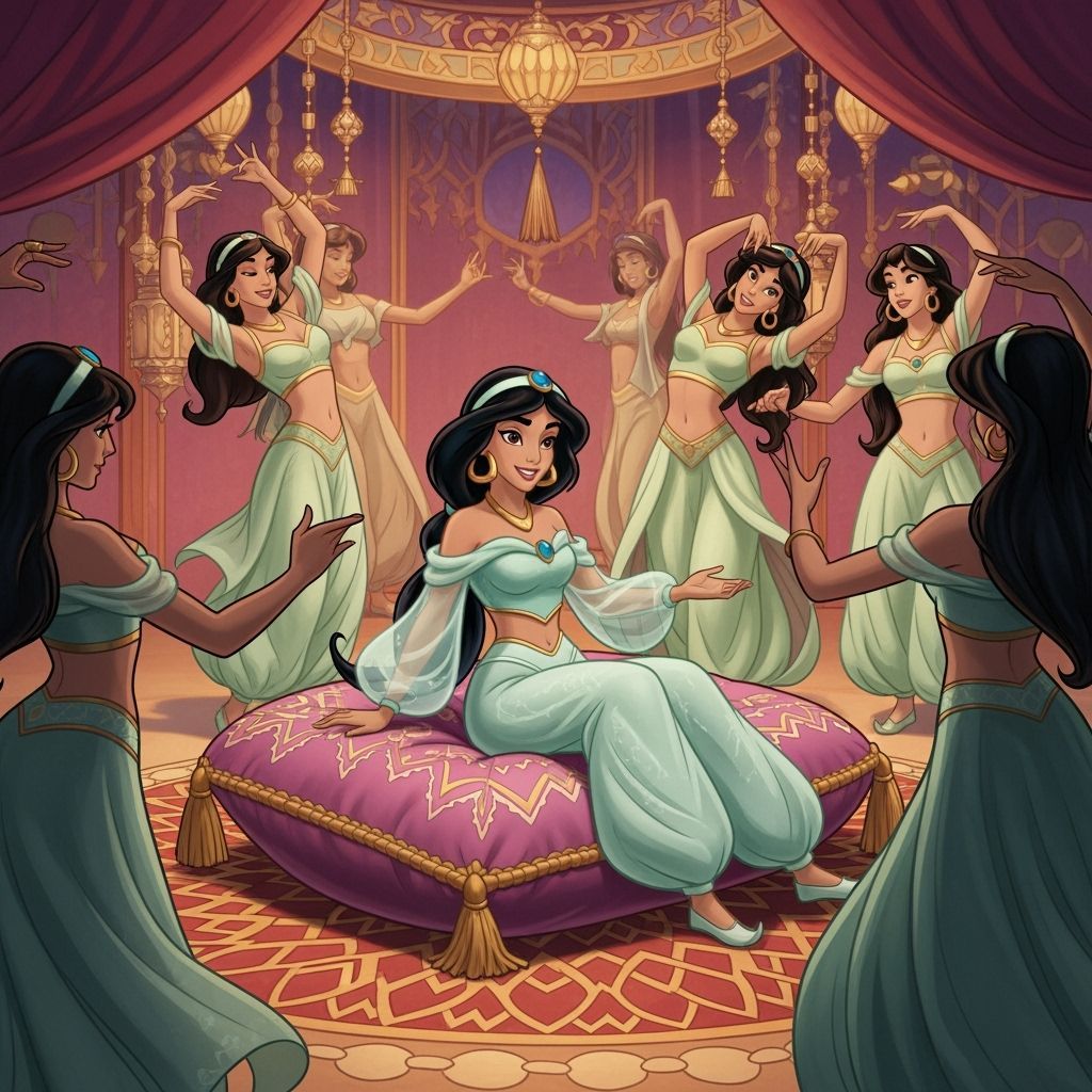 Princess Jasmine Enjoys a Joyful Dance Performance