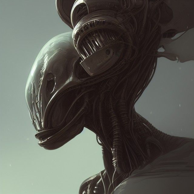 Alien with Headphones: Detailed Digital Portrait