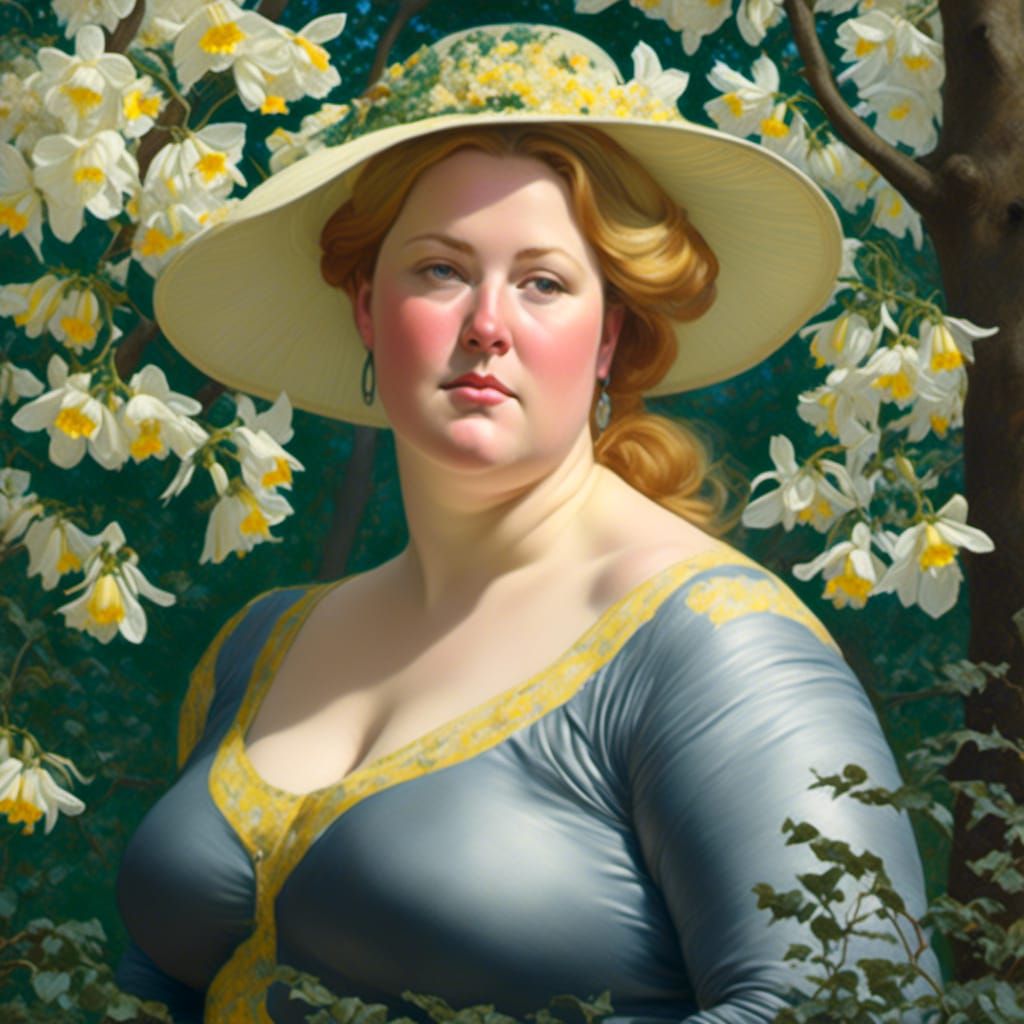 Spring Garden Dream in Pre-Raphaelite Style