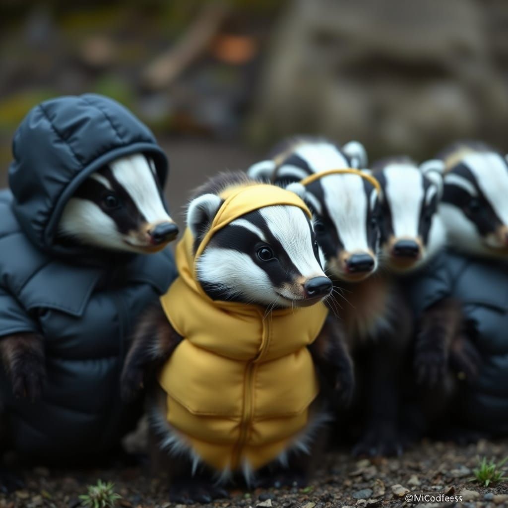 Baby Badgers in Quirky Duck Disguises