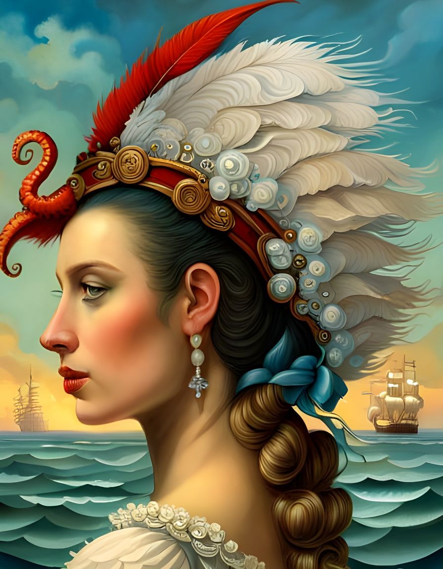 Gothic Pirate Ship Hat with Hair Waves