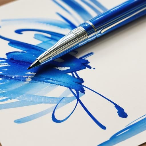 Impressionist Pen Drawing with Blue Ink