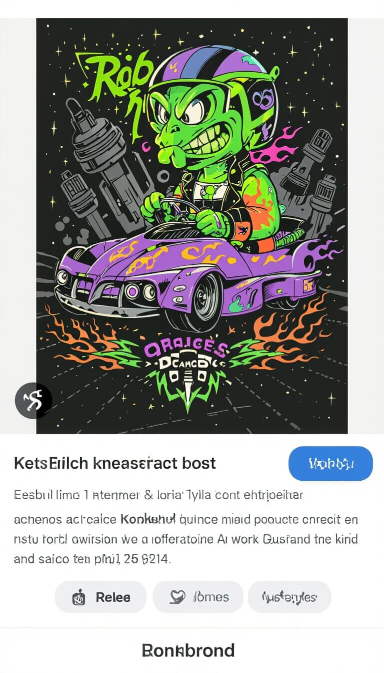 Retro Rat Fink Monster Drifting in Race Kart