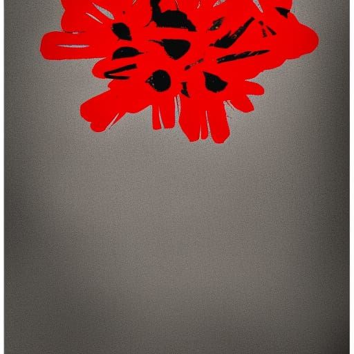 Red, Black, and Grey Flowers in Pop Art Style