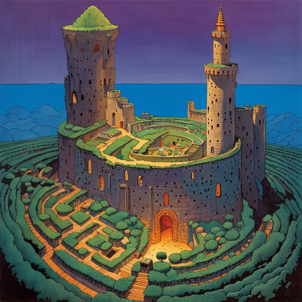 Crumbling Castle Maze in Comic Art Style