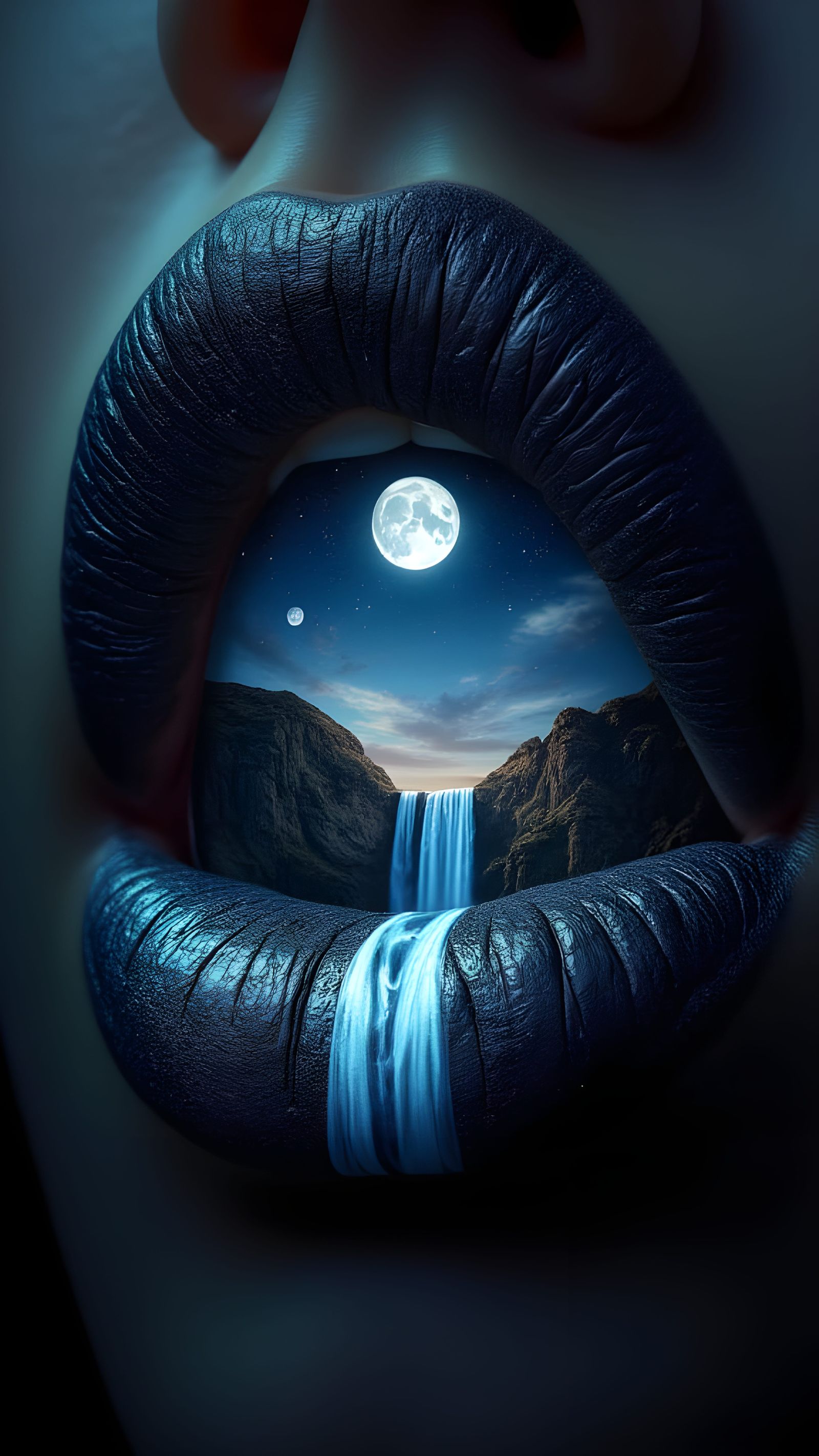 Luminous Black Lips Depict Celestial and Terrestrial Beauty