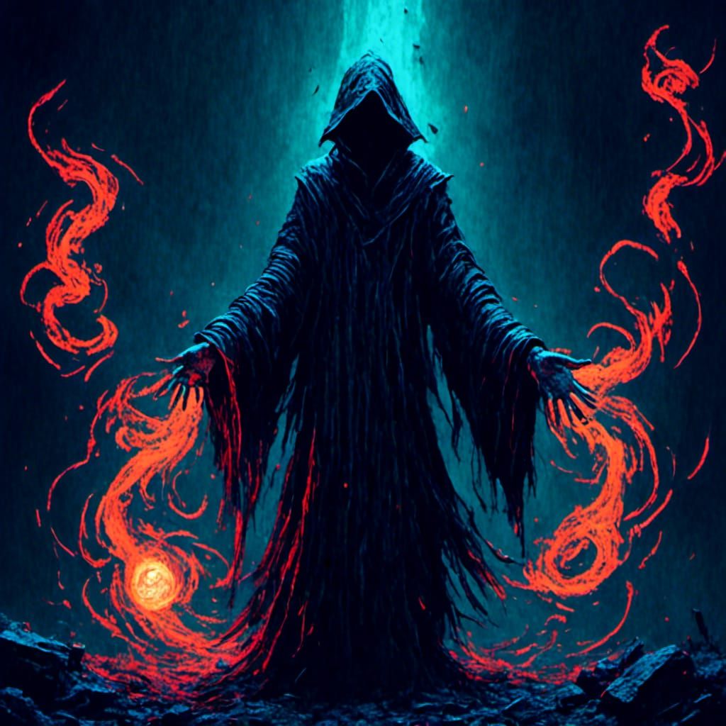 Boy in Black Robes Corrupted by Evil Sorcerer