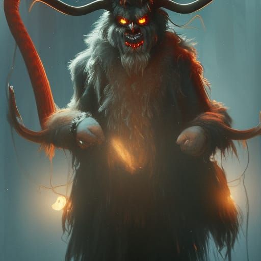Detailed Krampus Illustration in a Dark Fantasy Style