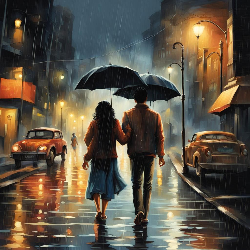 Rainy Night: Indian Couple's Tension and Attraction