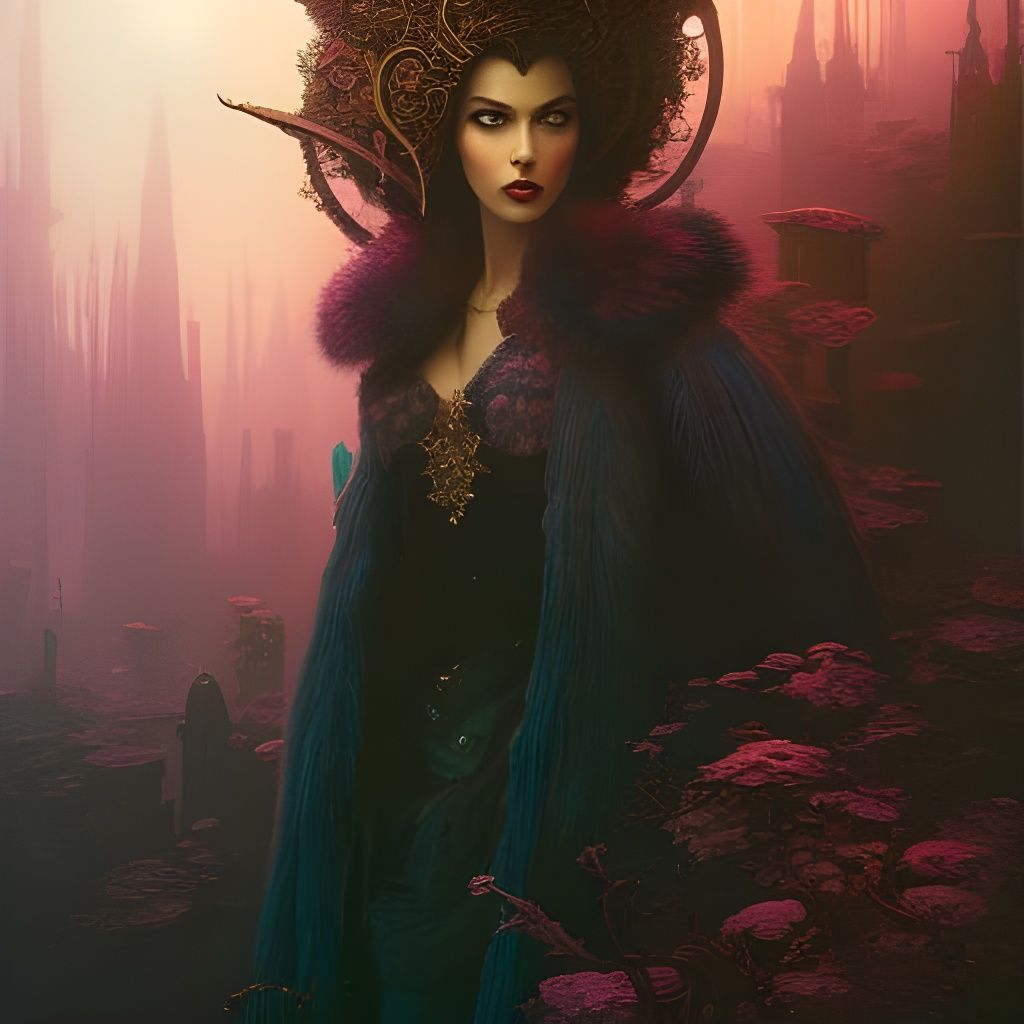 Beautiful Pastelgoth Vampire Portrait in Airbrush Art Style
