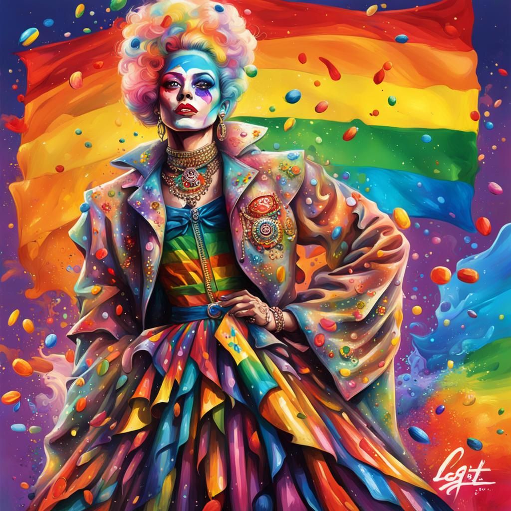 Drag Queen Supporting LGBT Rights in Graffiti Art
