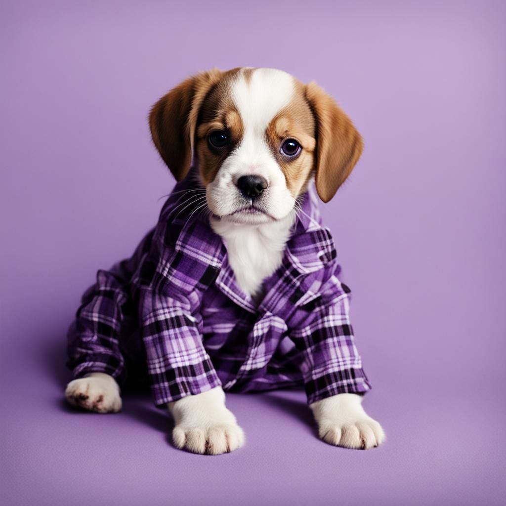 Puppy in Purple Pajamas: An Adorable Portrait