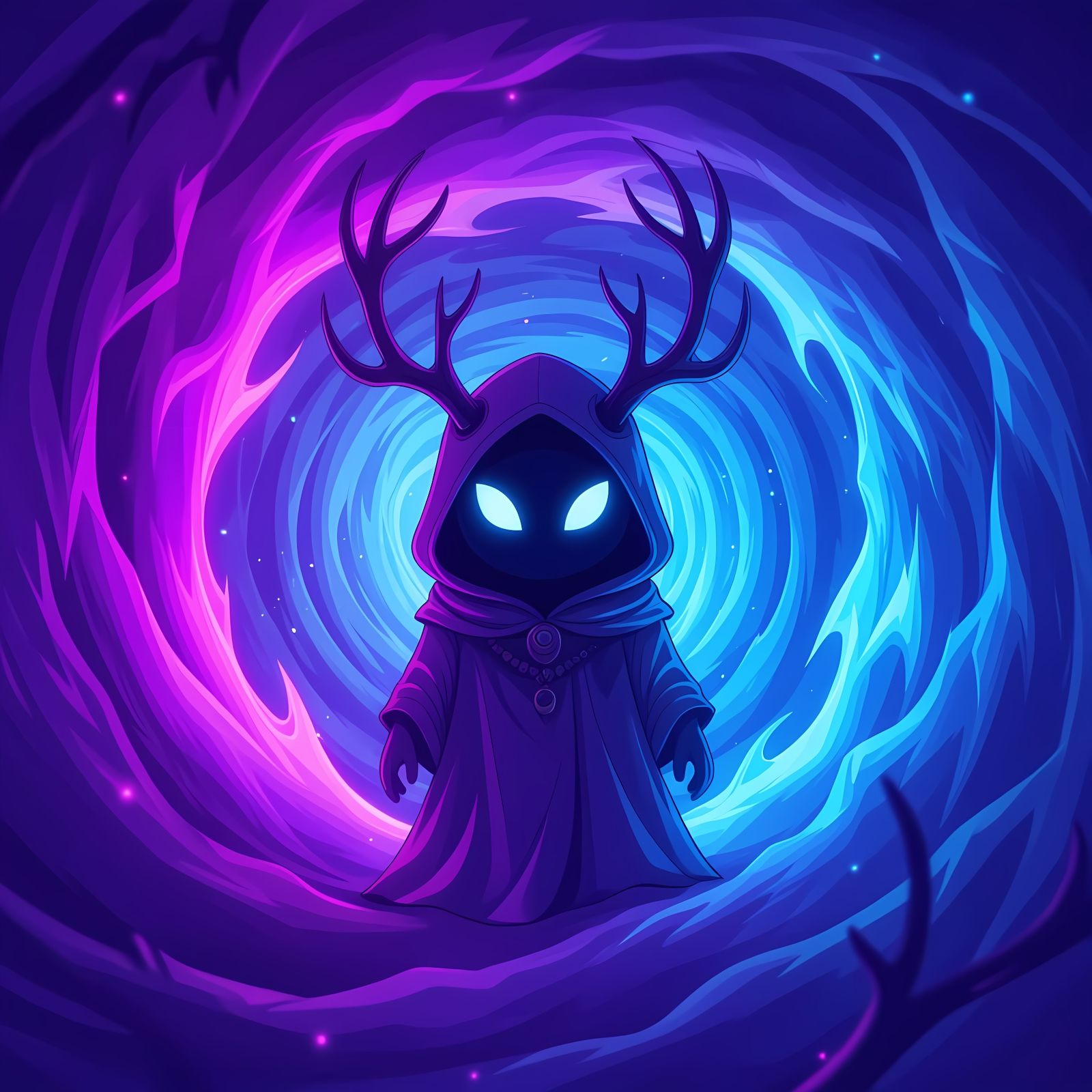 Hooded Shaman in Wormhole: Cartoon NFT Art