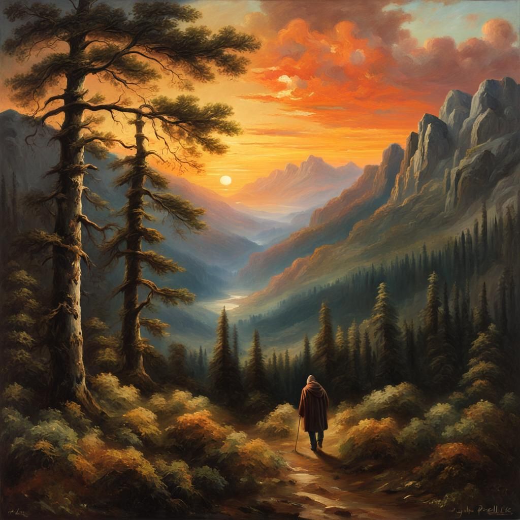 Mountain Landscape Oil Painting in Constable Style