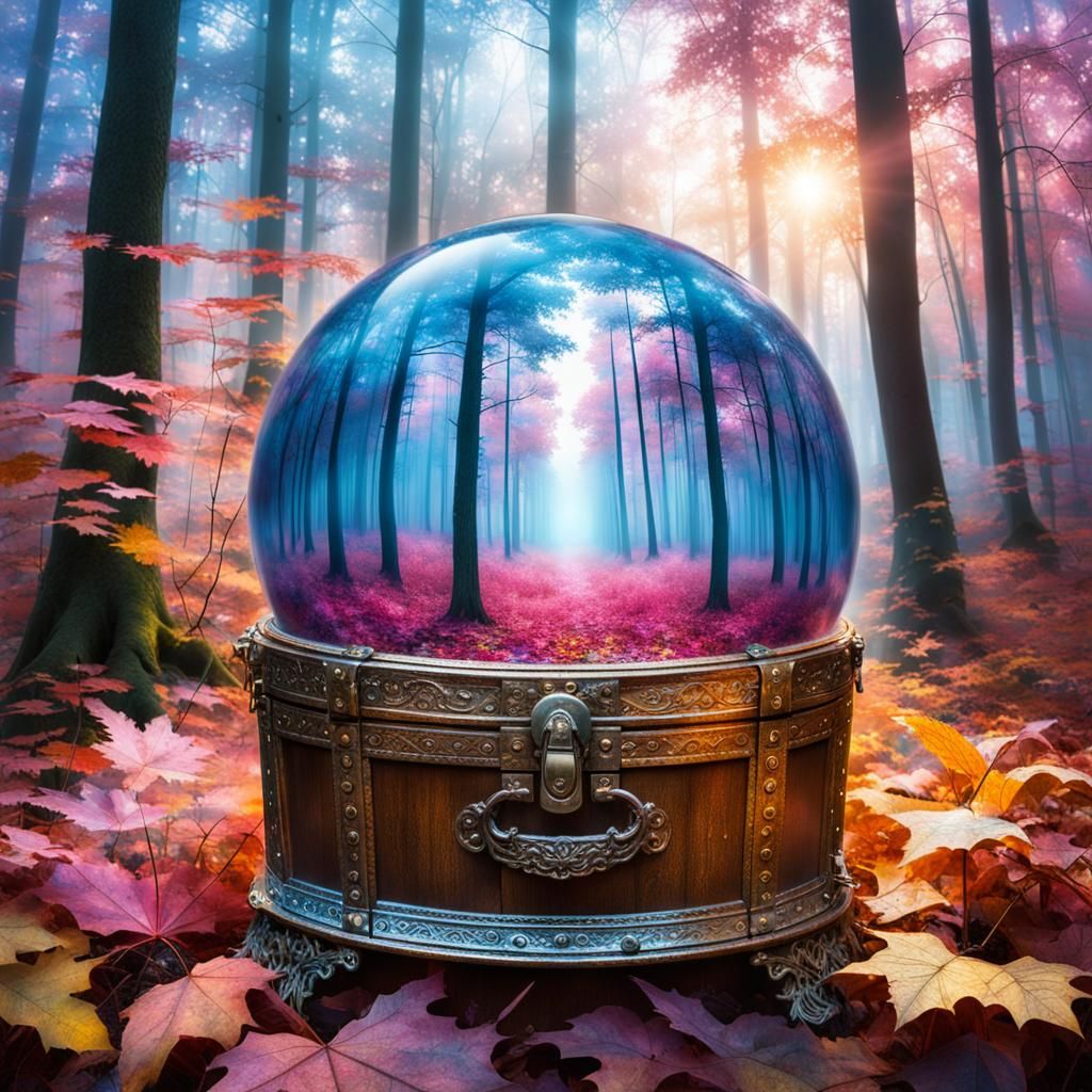 Magical Sphere in Forest: Double Exposure Art