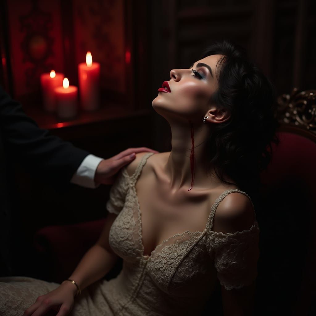 Vampire's Embrace: Gothic Horror in Crimson and Shadow