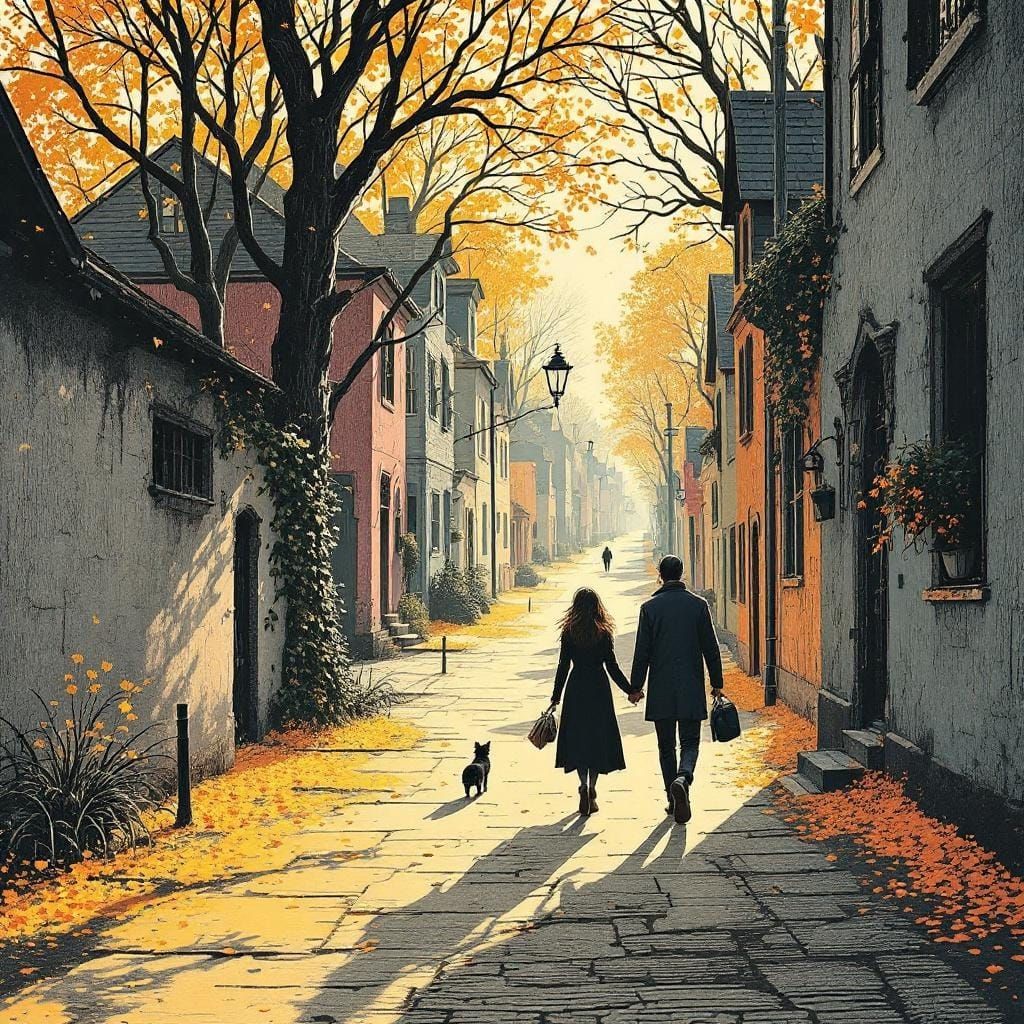 Whimsical Woodcut Fusion of Engraving and Color