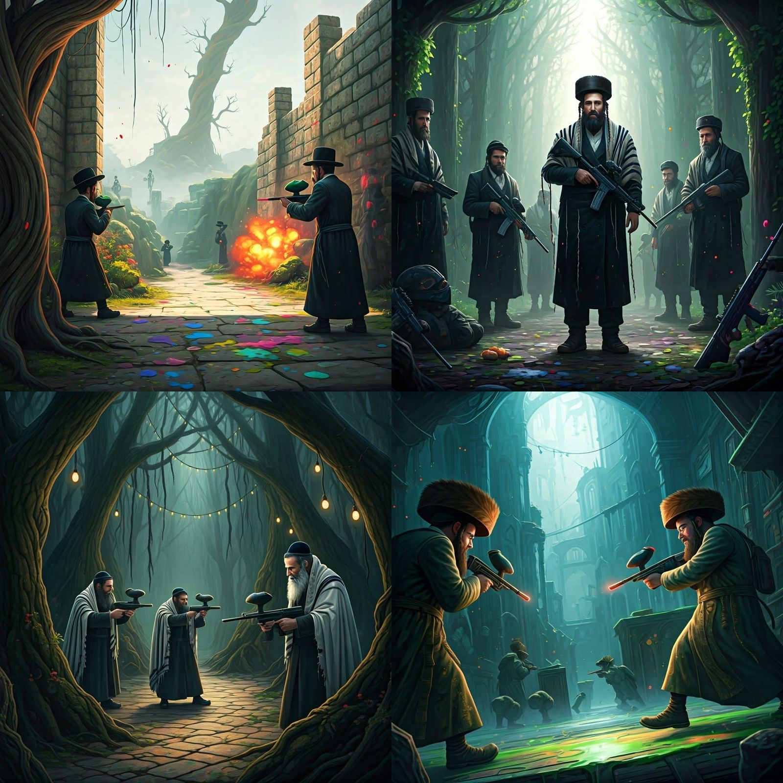 Orthodox Jews Play Paintball in Detailed Matte Painting