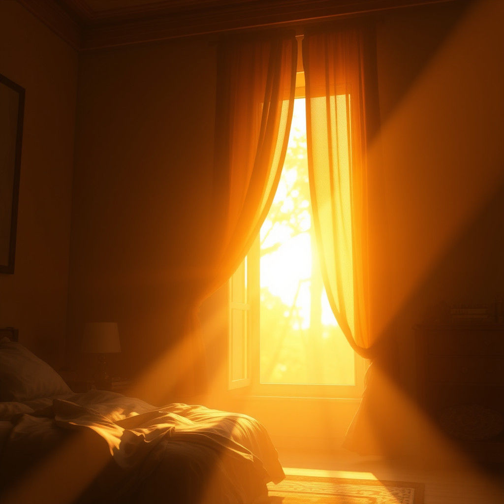 Golden Light Bursts Through Window at Dawn