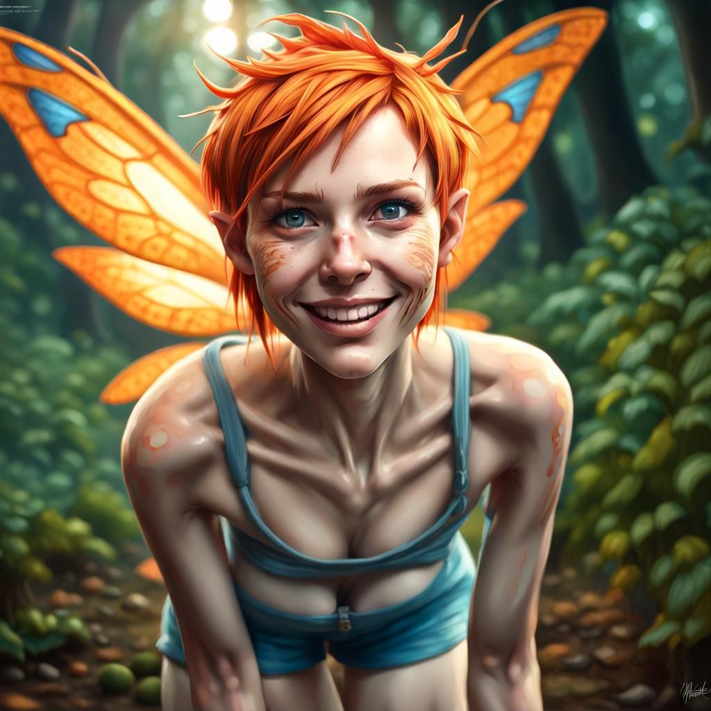 Hyperrealistic Pixie Girl with Insect Wings