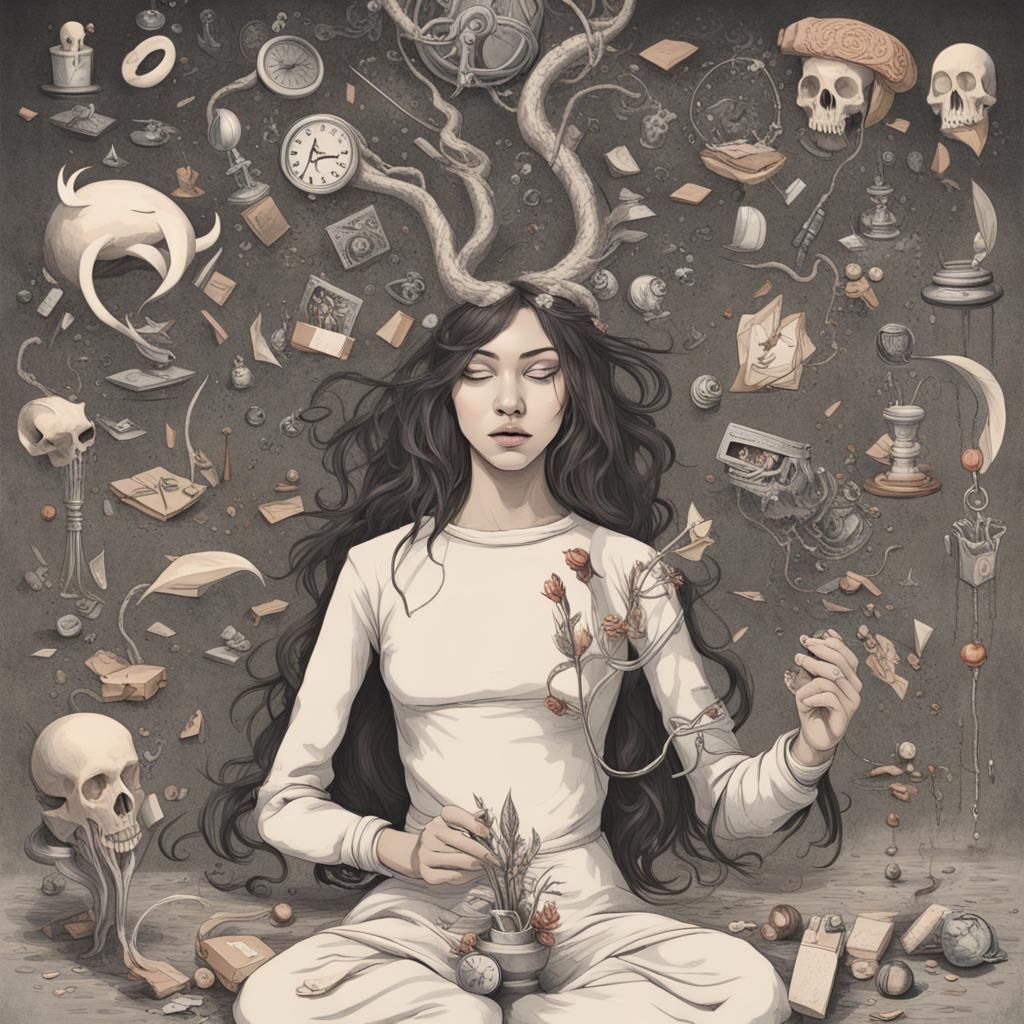 Girl Fills Inner Void: Hyperrealistic Splash Art