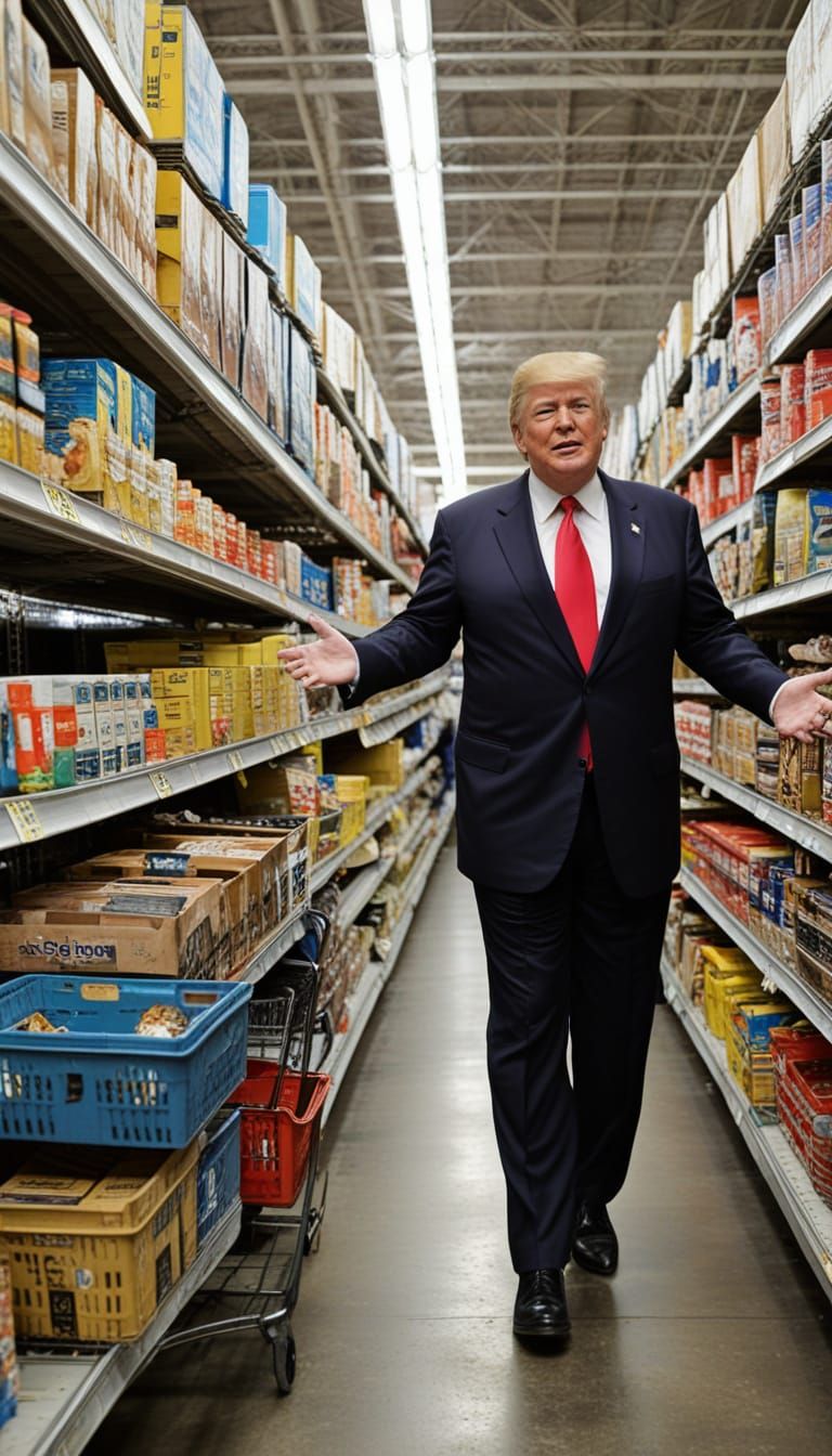 Donald Trump as Walmart Employee in a Humorous Art Piece