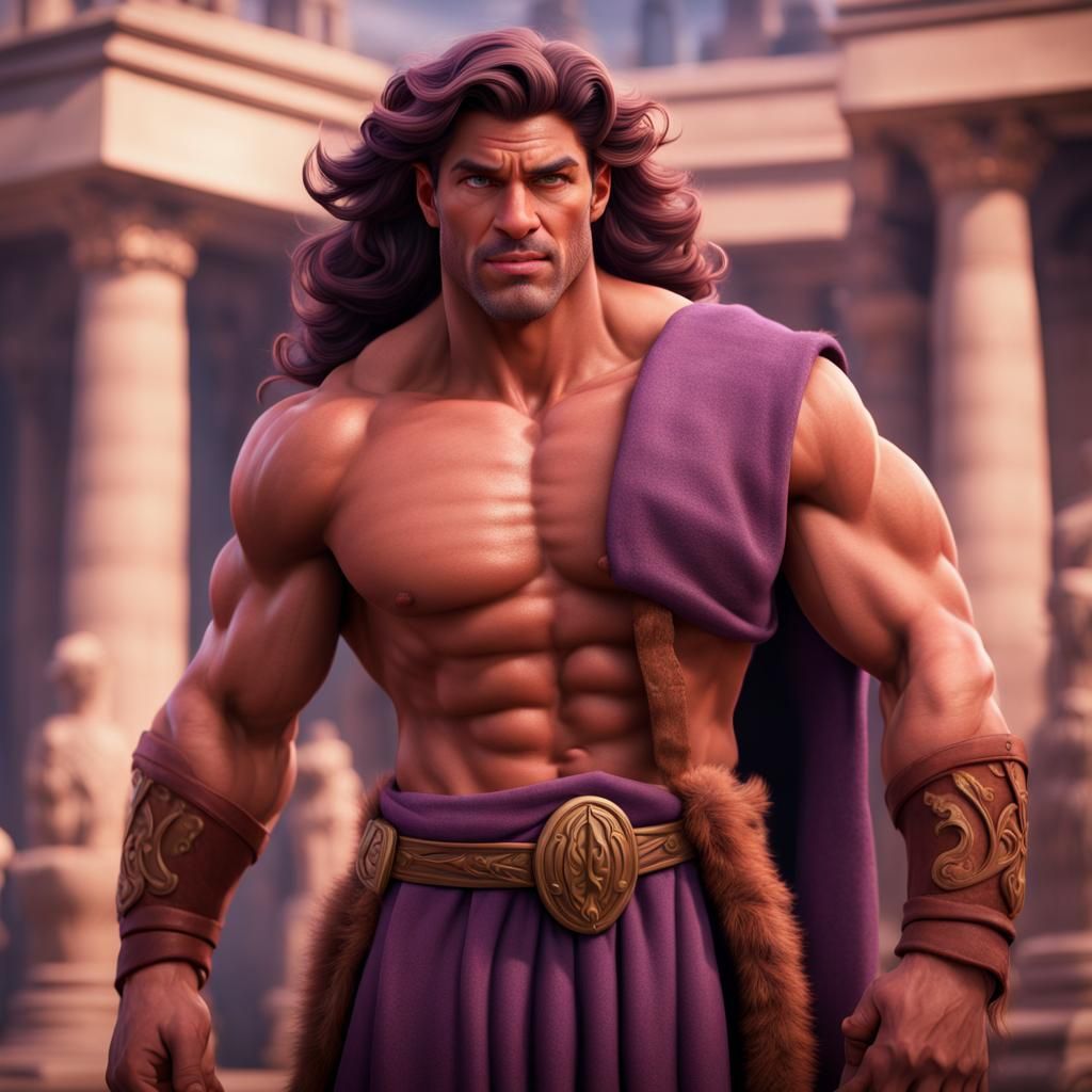 Hyperrealistic Muscular Men as Megara in Fantasy Art