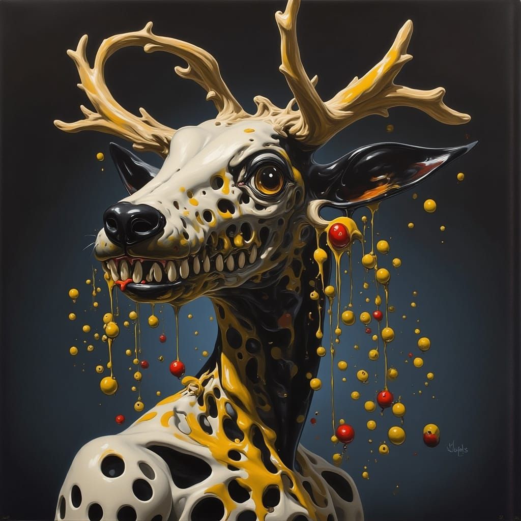 Surreal Olive Oil Landscape with a Beast