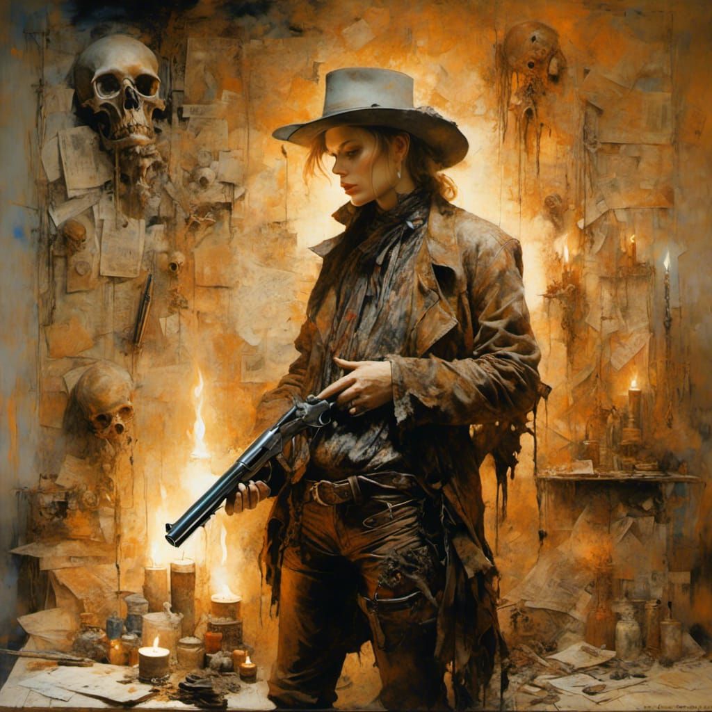 Expressive Arcane Gunslinger in Underpainting Sketch Style