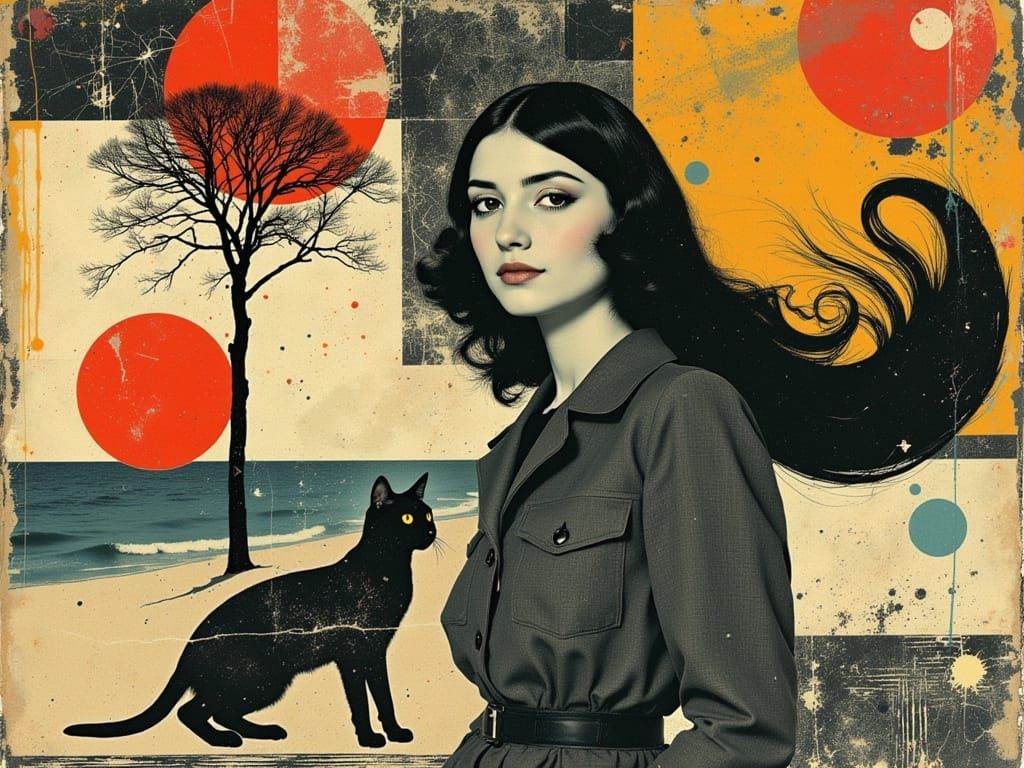 Surreal Fusion of Cubist Forms and Expressive Linework