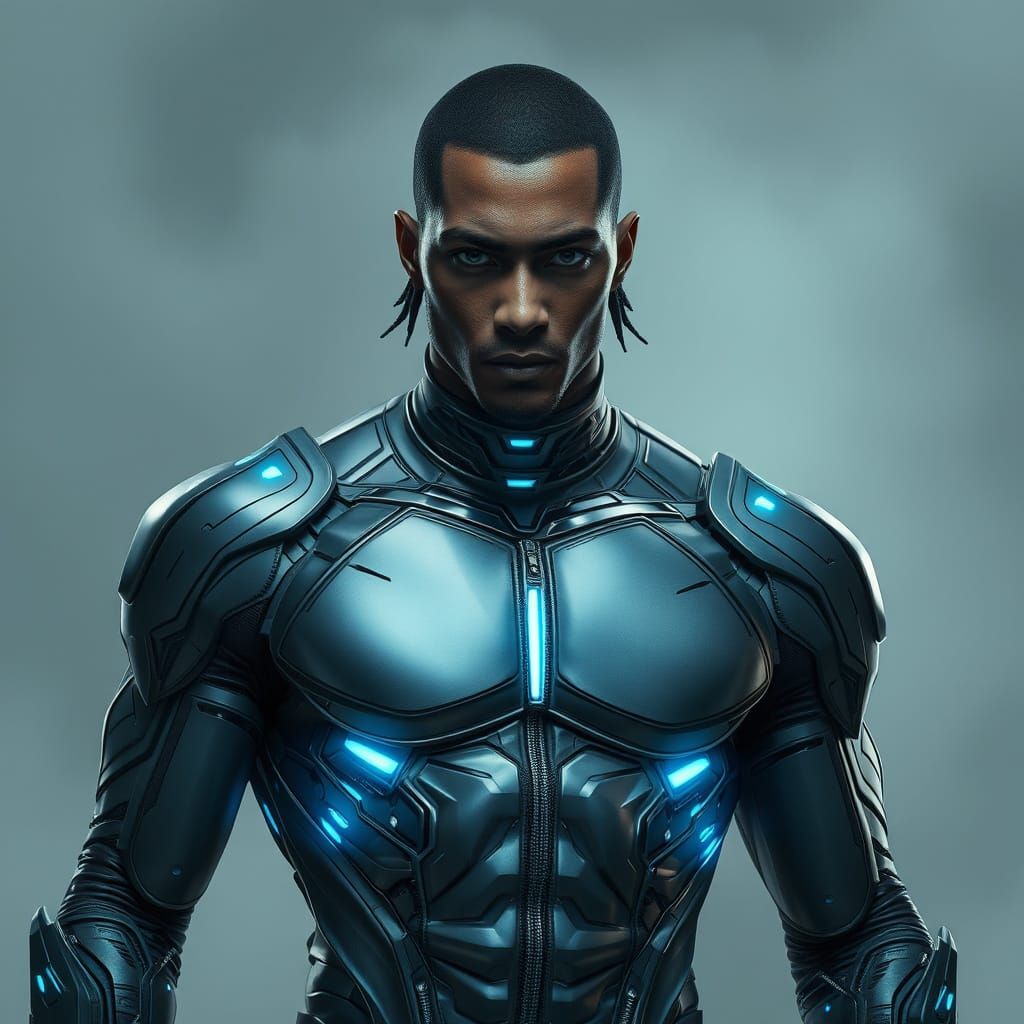 Biomechanical Warrior Jeha in Futuristic Armor