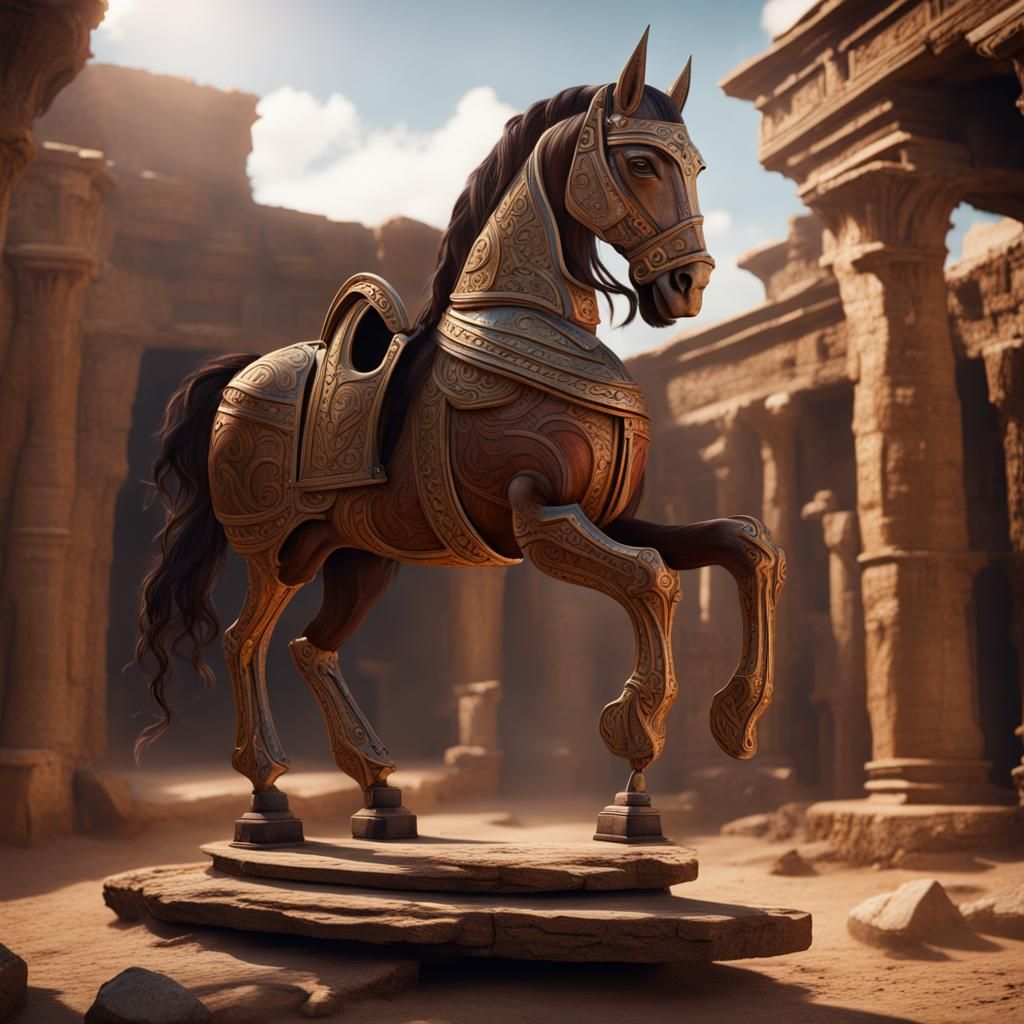 The Wooden Horse of Troy: Detailed Matte Painting