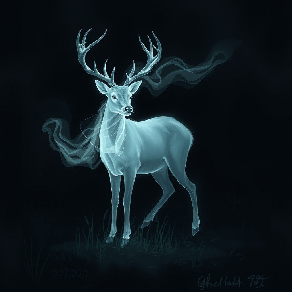 Ethereal Ghost Deer in Minimalist Style