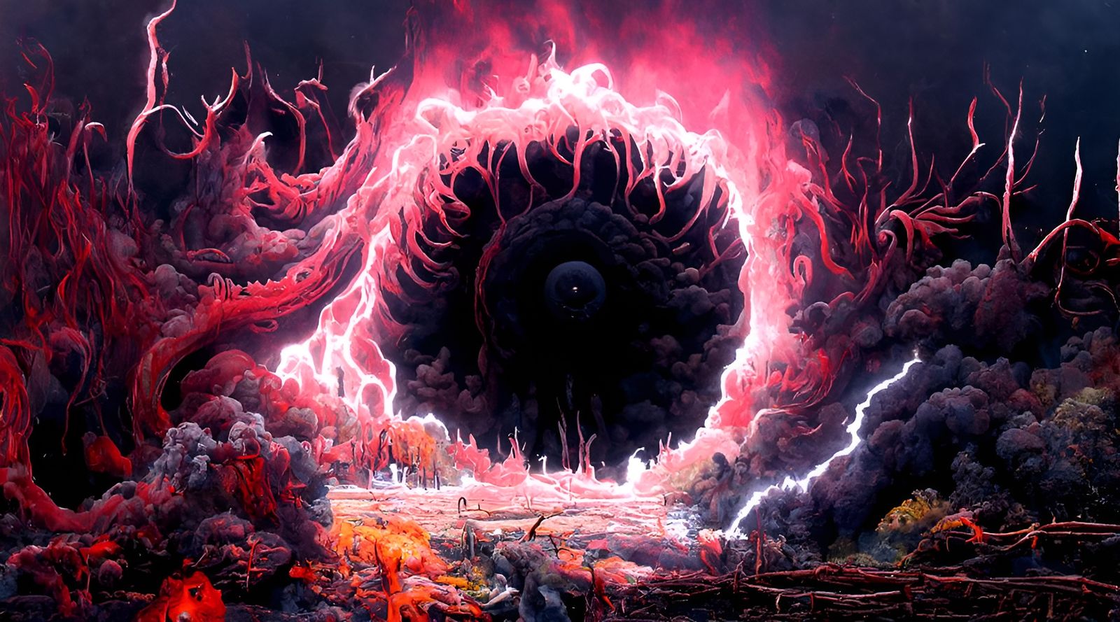 Abyssal Flaming Inferno: Psychedelic Horror Painting