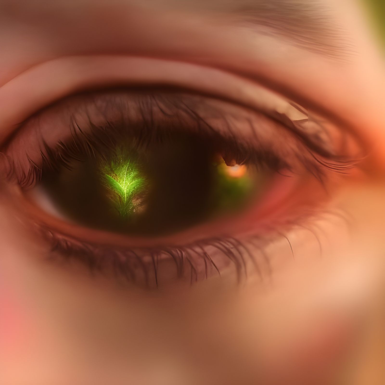 Surreal Eye Reflects Cyberpunk Fantasy Landscape