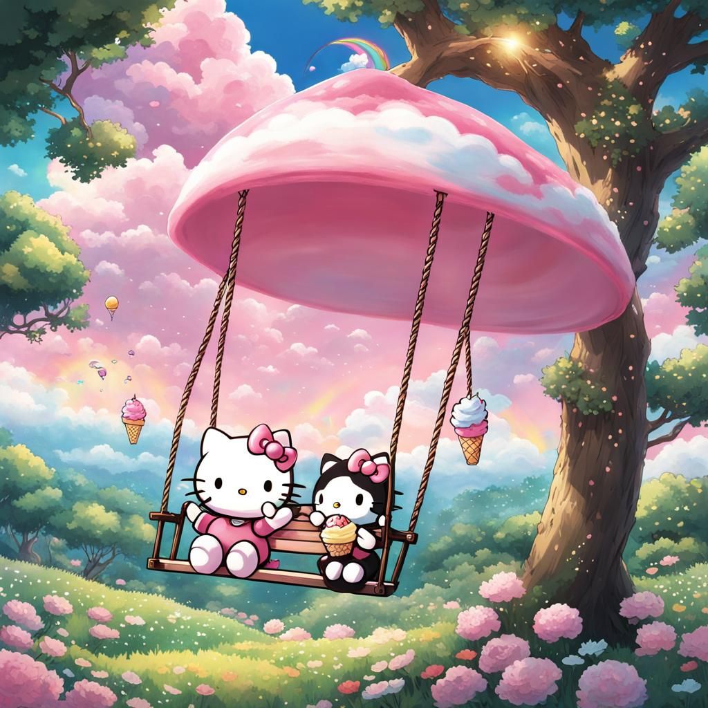 Hello Kitty and Kuromi's Anime Ice Cream Swing