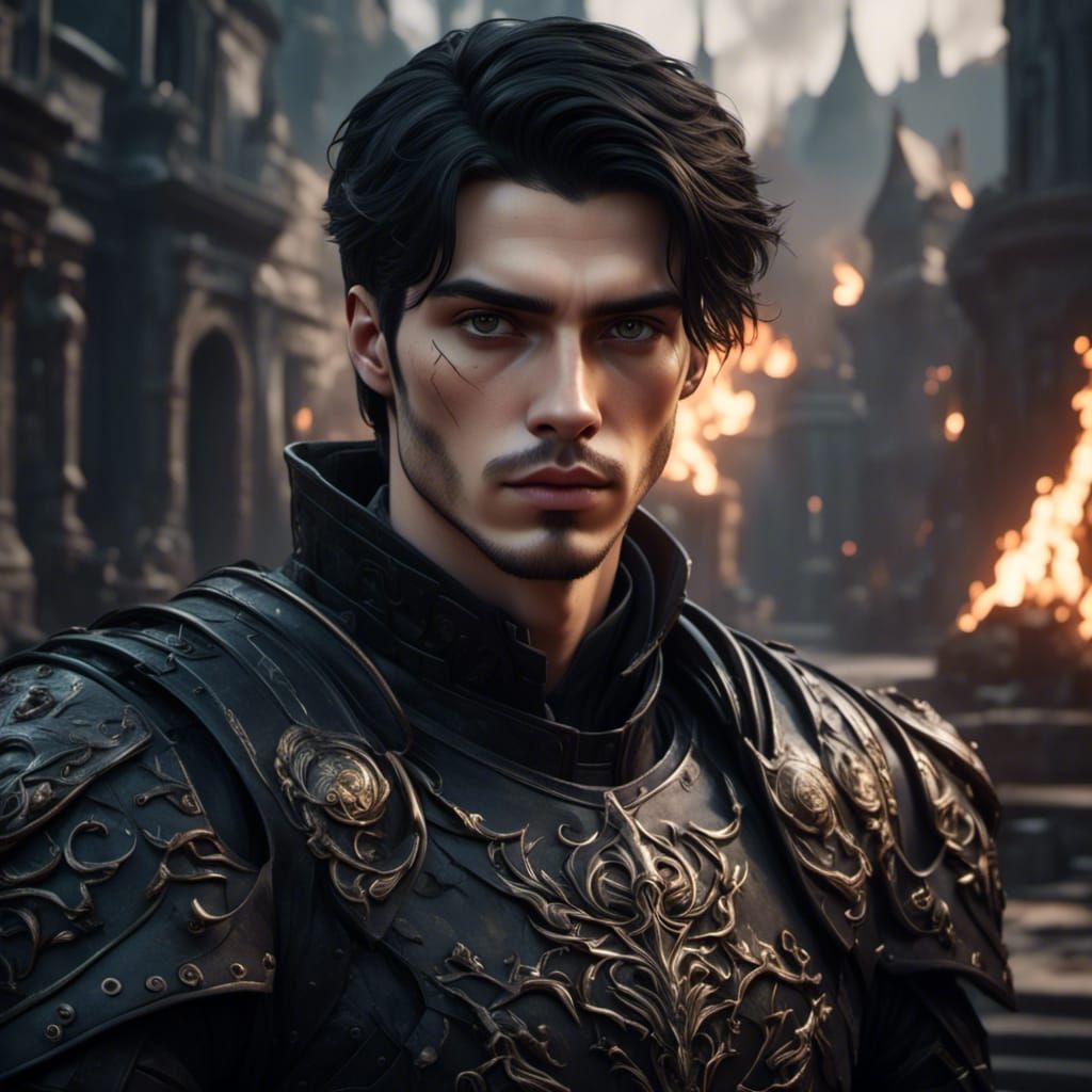 Brooding Warrior in Leather Armor Portrait