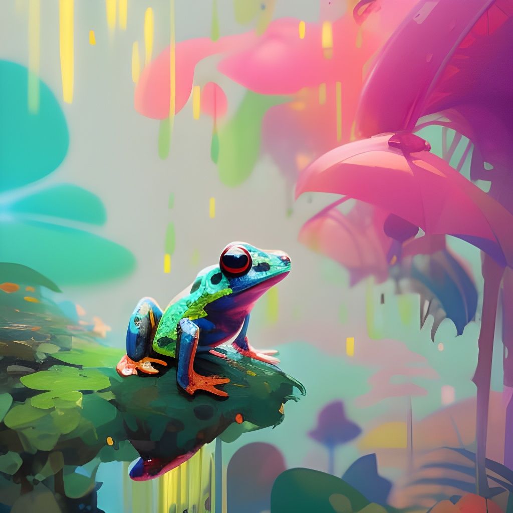Cute Frog in Epic Rainforest Illustration