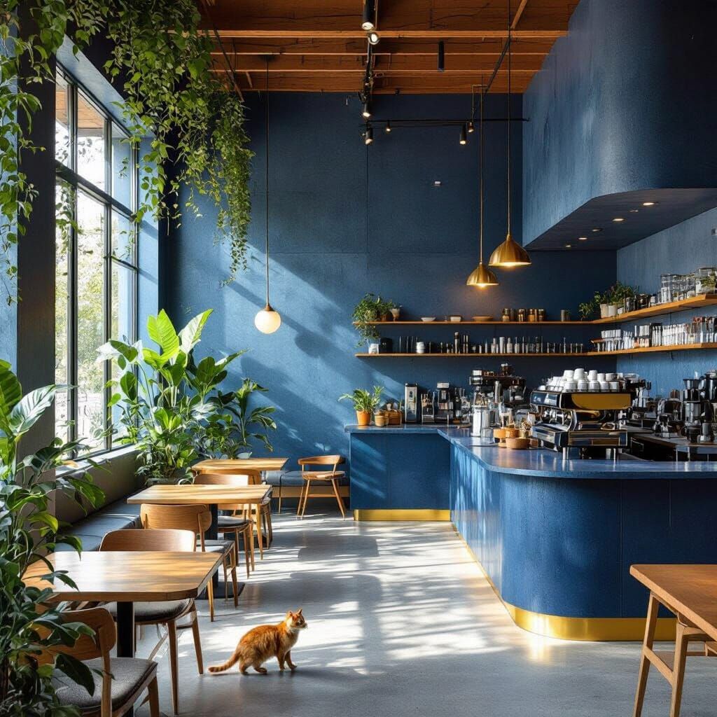 Modern Coffee Shop in Brutalist Style