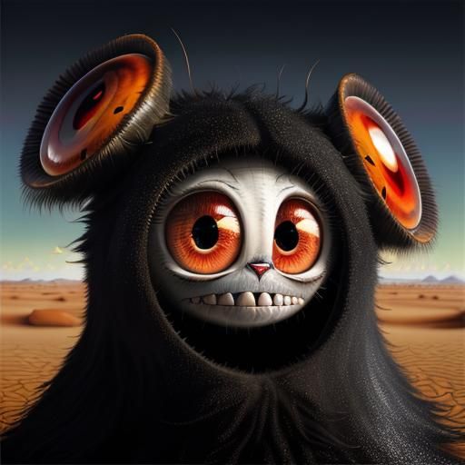 Surreal Desert Scene with Enormous Teeth