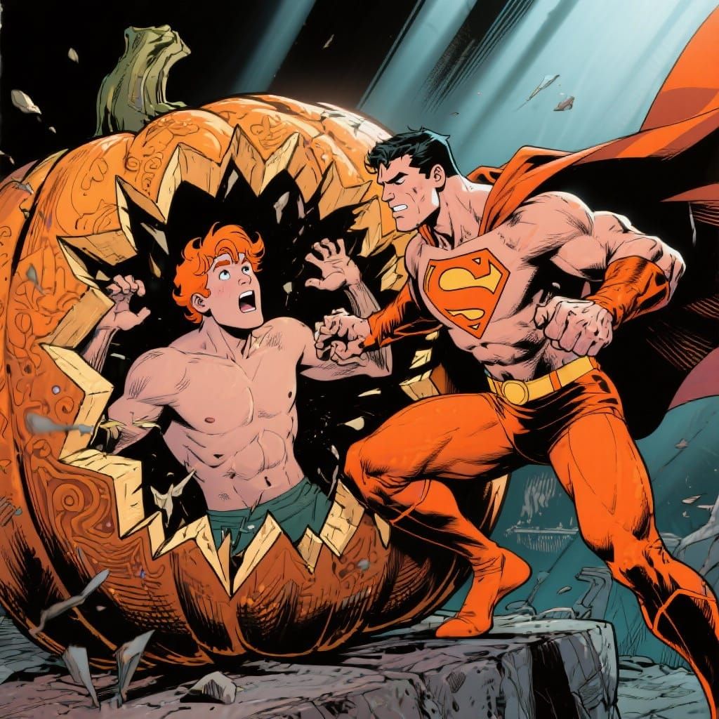 Superman Rescues Jimmy Olsen From Giant Pumpkin
