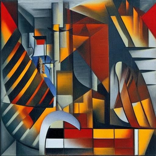 Ferrofluid Fashion Runway in Abstract Cubist Style